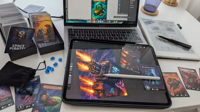 Early Space Pirates prototype and artwork development