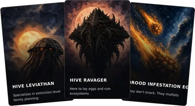Hive Gate cards: Hive Leviathan, Hive Ravager and Brood Infestation Eggs